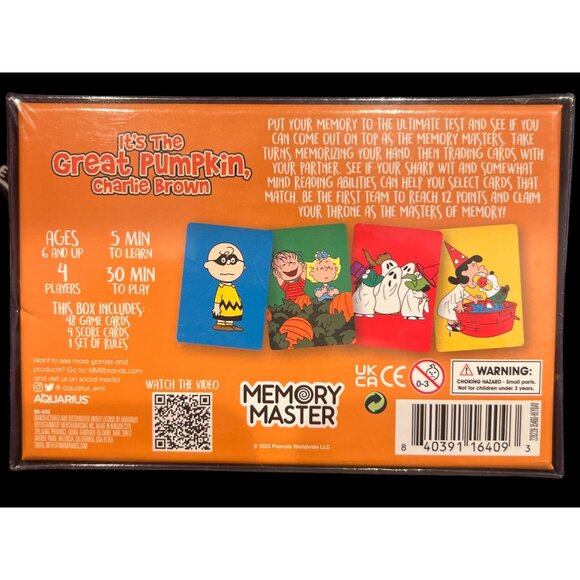 Brand New Charlie Brown & The Great Pumpkin Memory Masters Card Game Family Nite - Picture 2 of 2